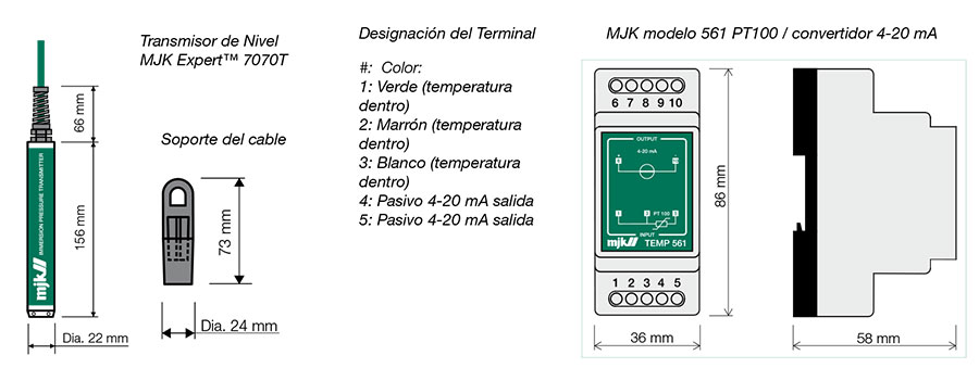 Equipo de almacenaje de Nivel MJK Expert™ Log 7070T dimensiones